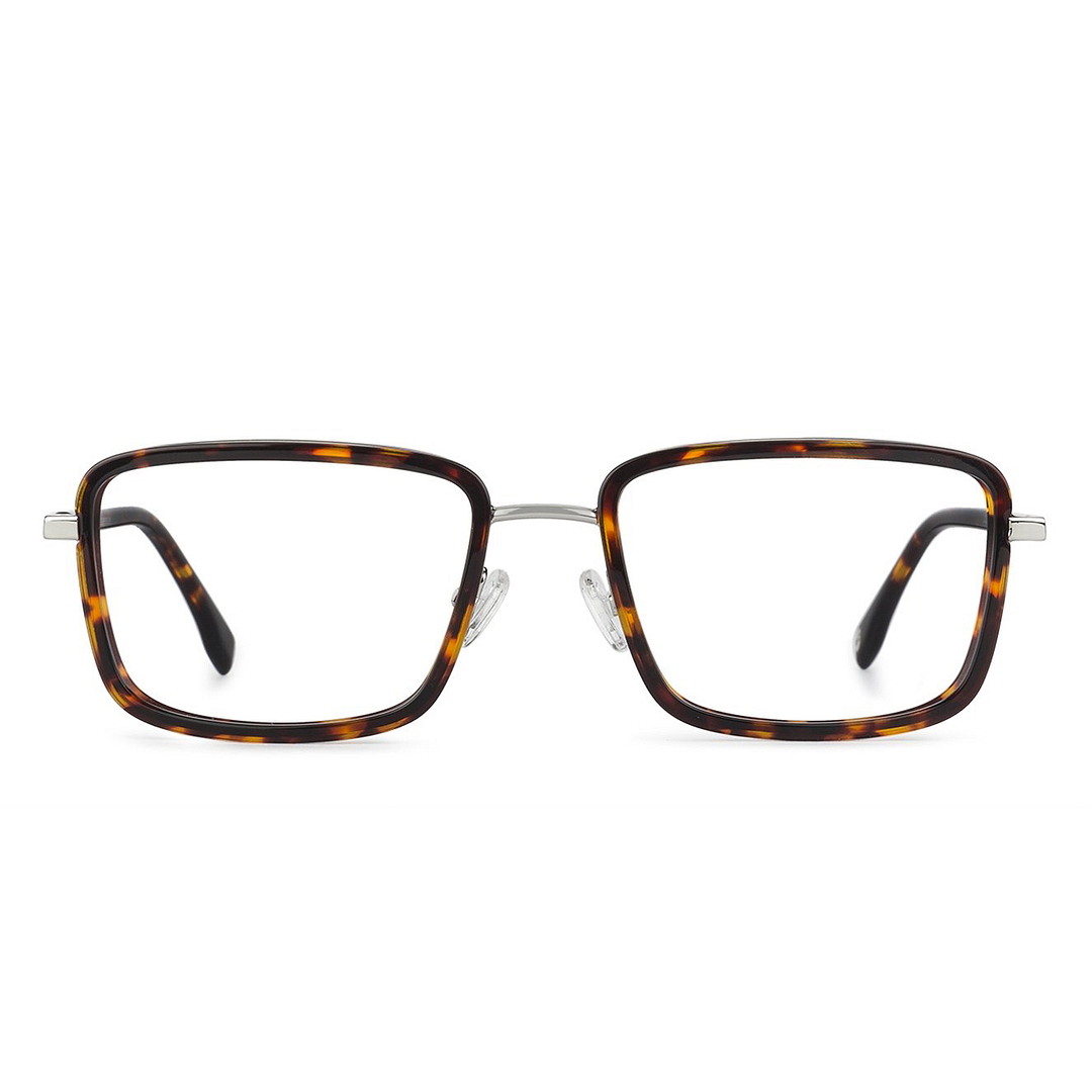 Blue Block Phone Computer Glasses: Silver Tortoise Full Rim Square