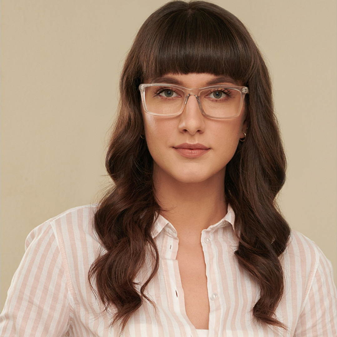 John Jacobs Crystal Transparent Full Rim Square left side