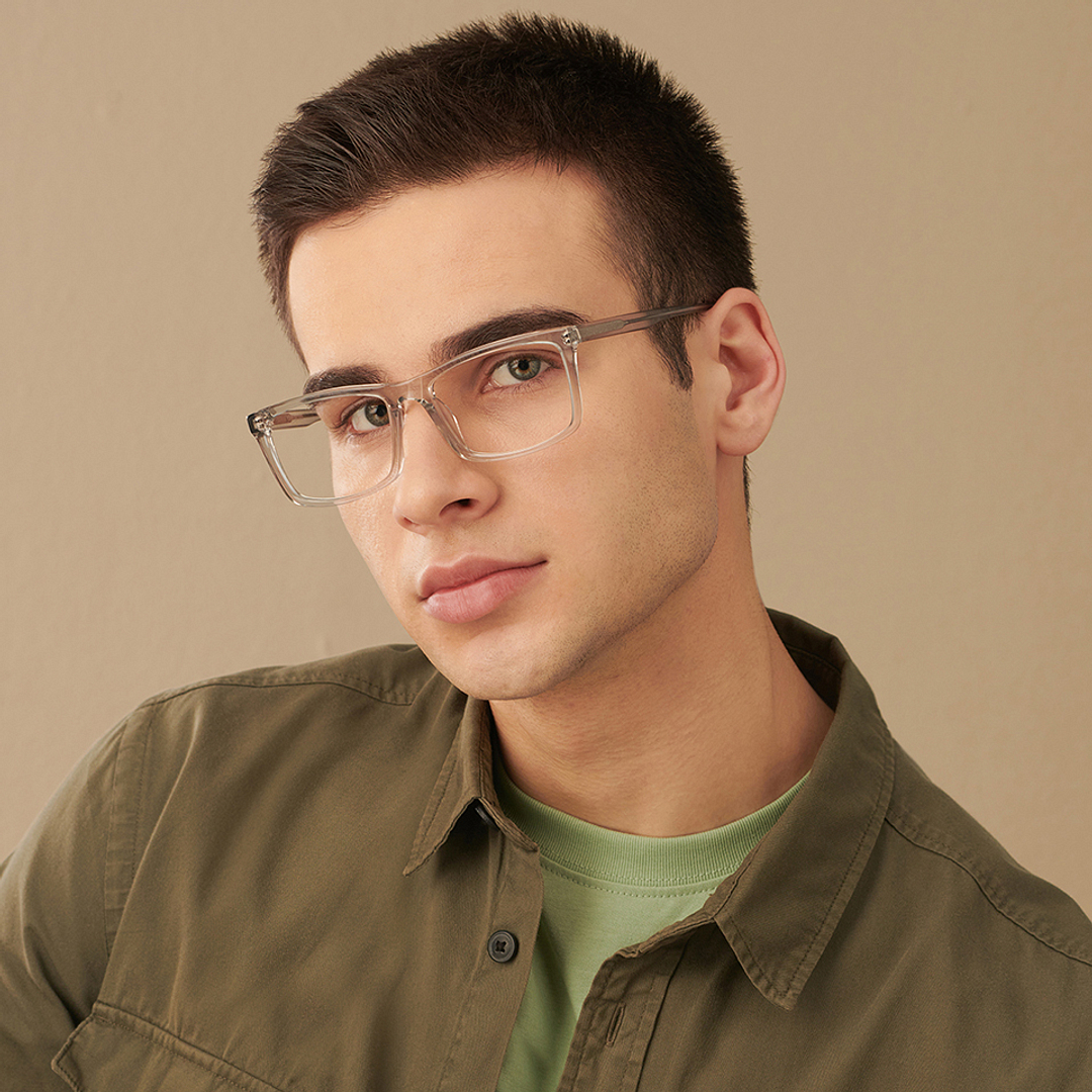 John Jacobs Crystal Transparent Full Rim Square left side
