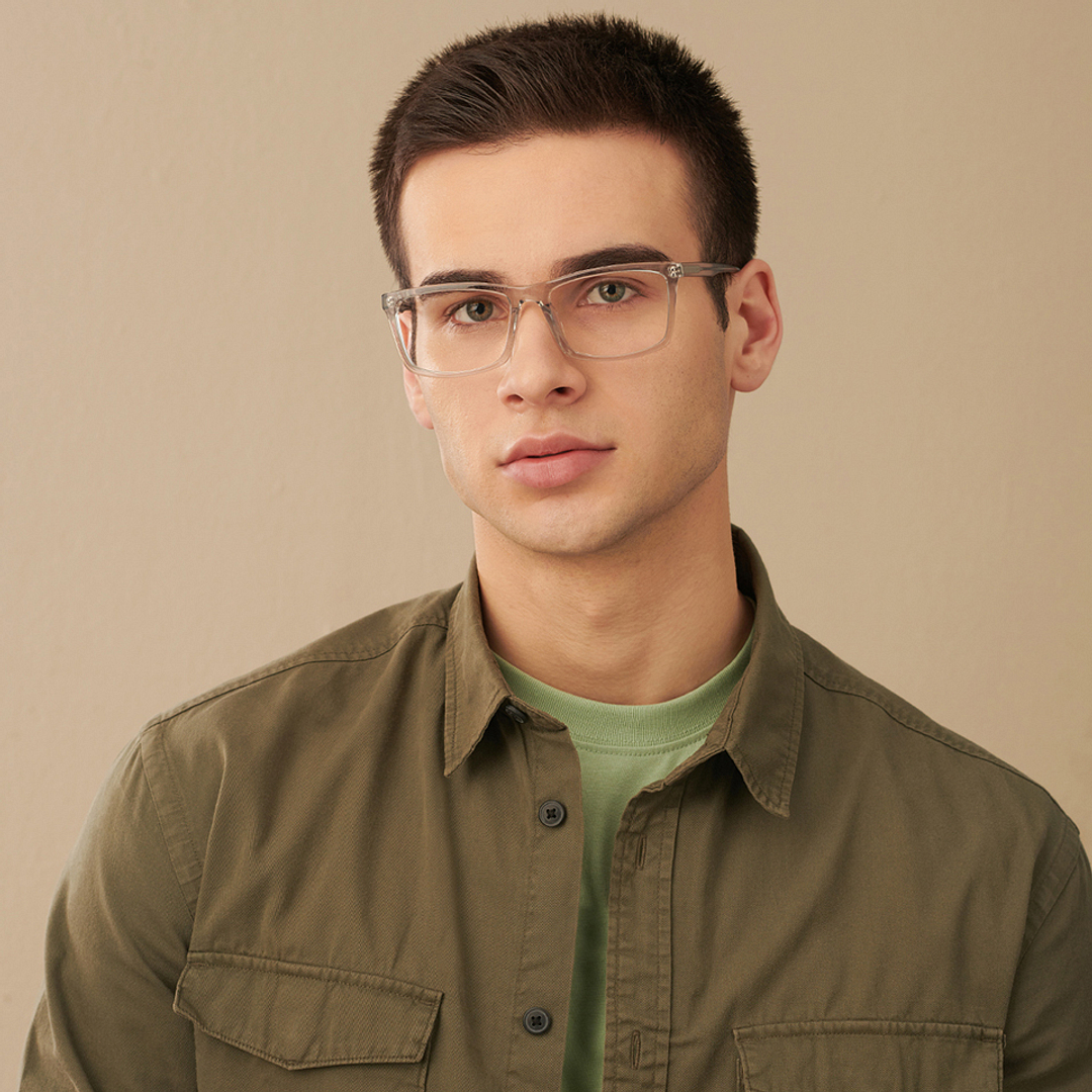 John Jacobs Crystal Transparent Full Rim Square right side
