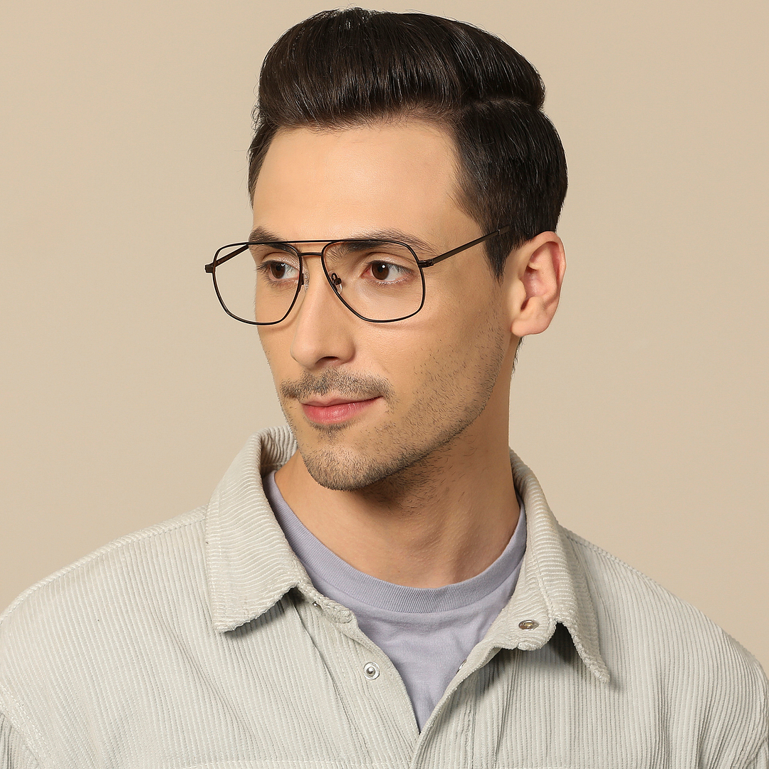 John Jacobs Light Brown Full Rim Square left side
