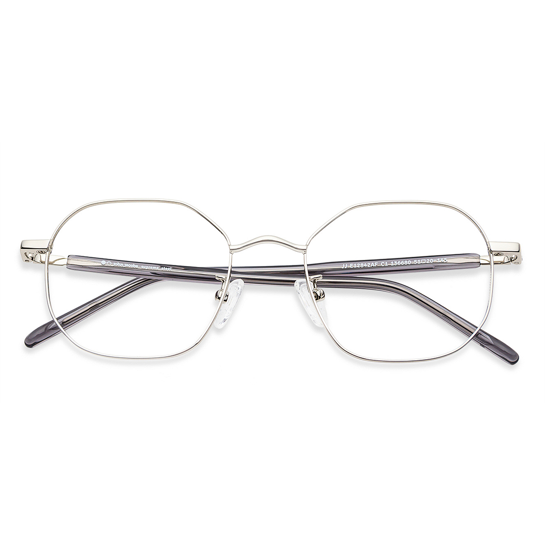 John Jacobs Online Silver Full Rim Hexagonal left side