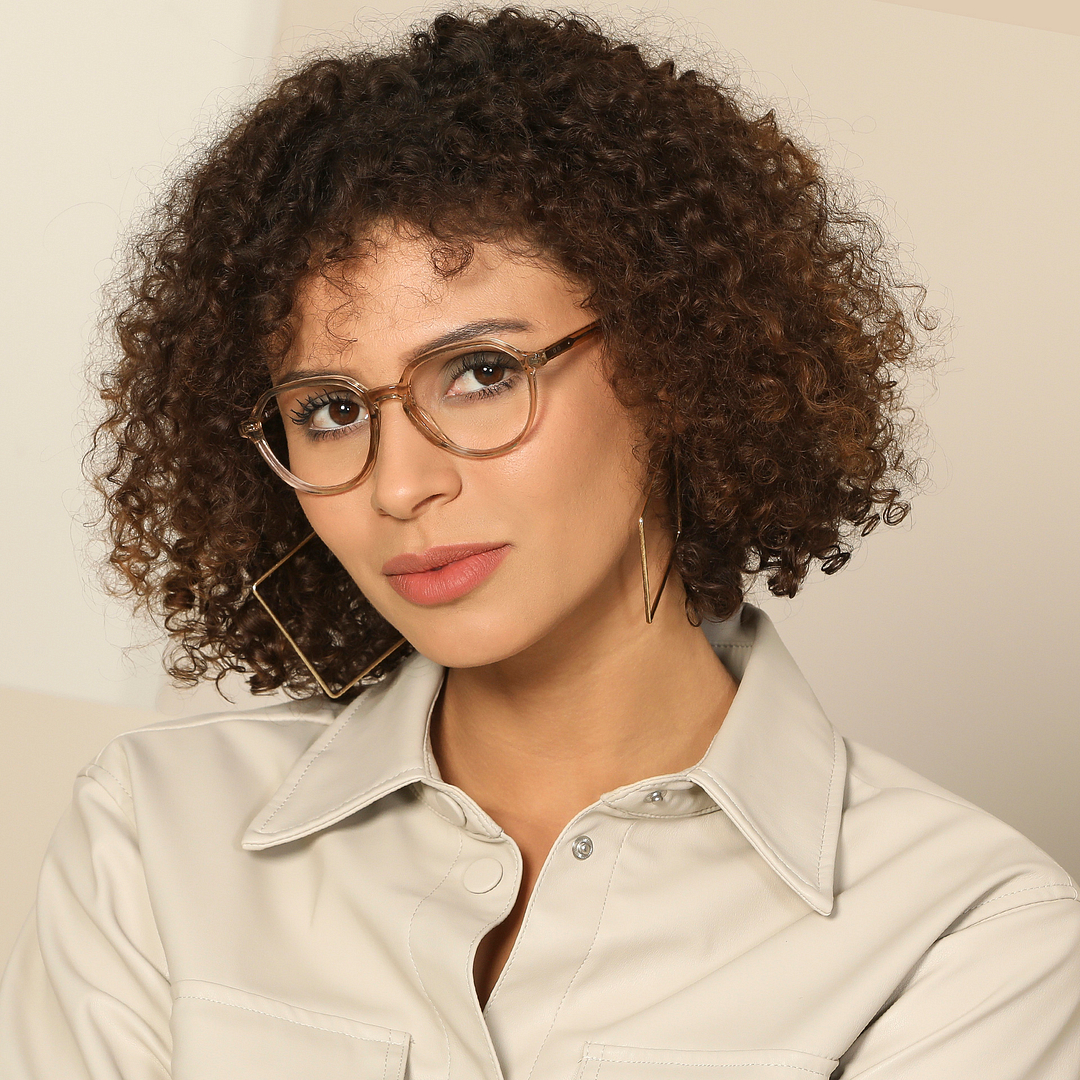 John Jacobs Online Brown Transparent Full Rim Round left side