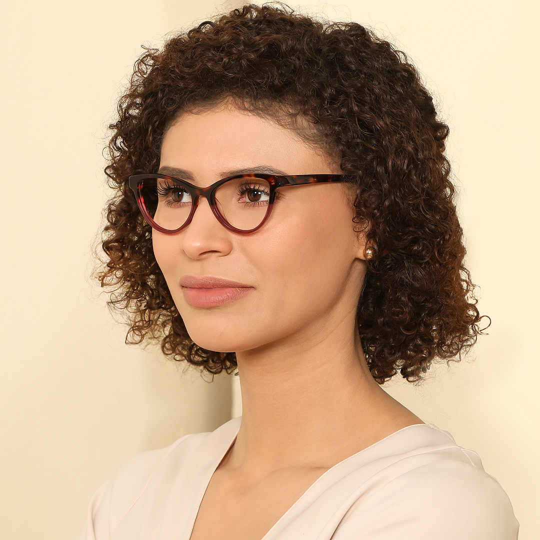 John Jacobs Online Light Brown Full Rim Cat Eye left side