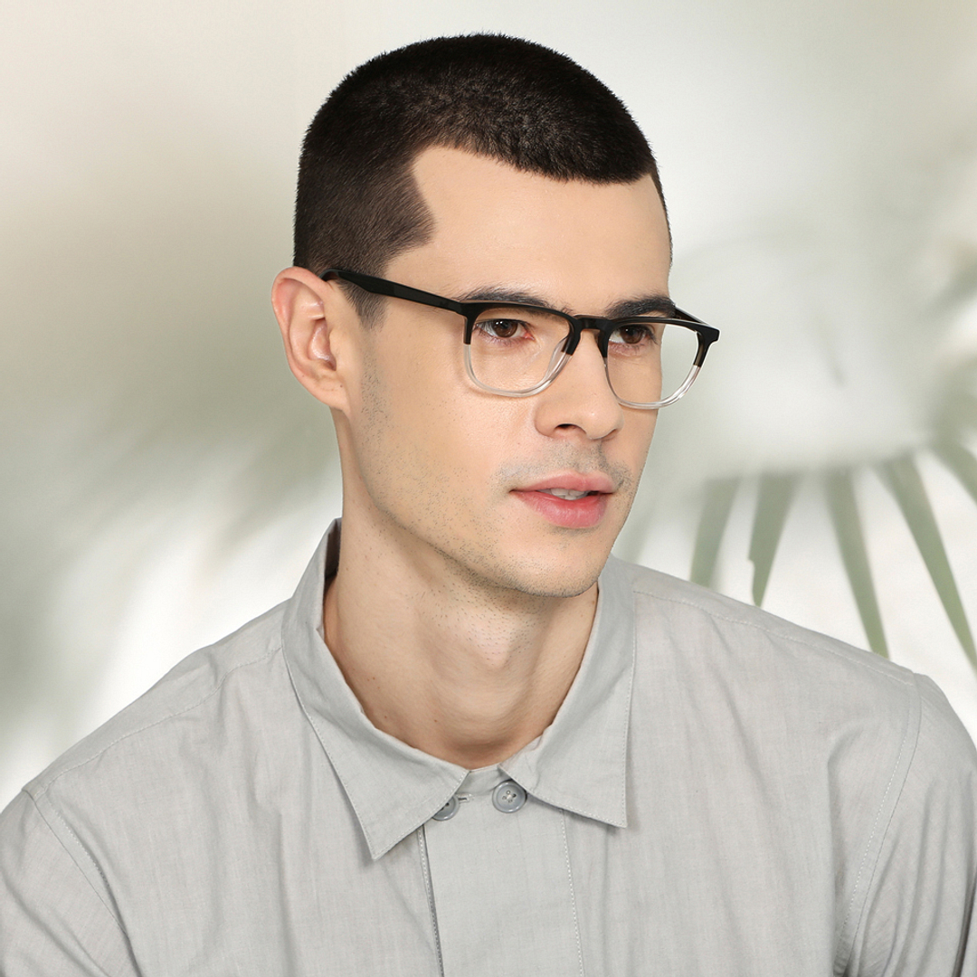 John Jacobs Black Transparent Full Rim Square left side
