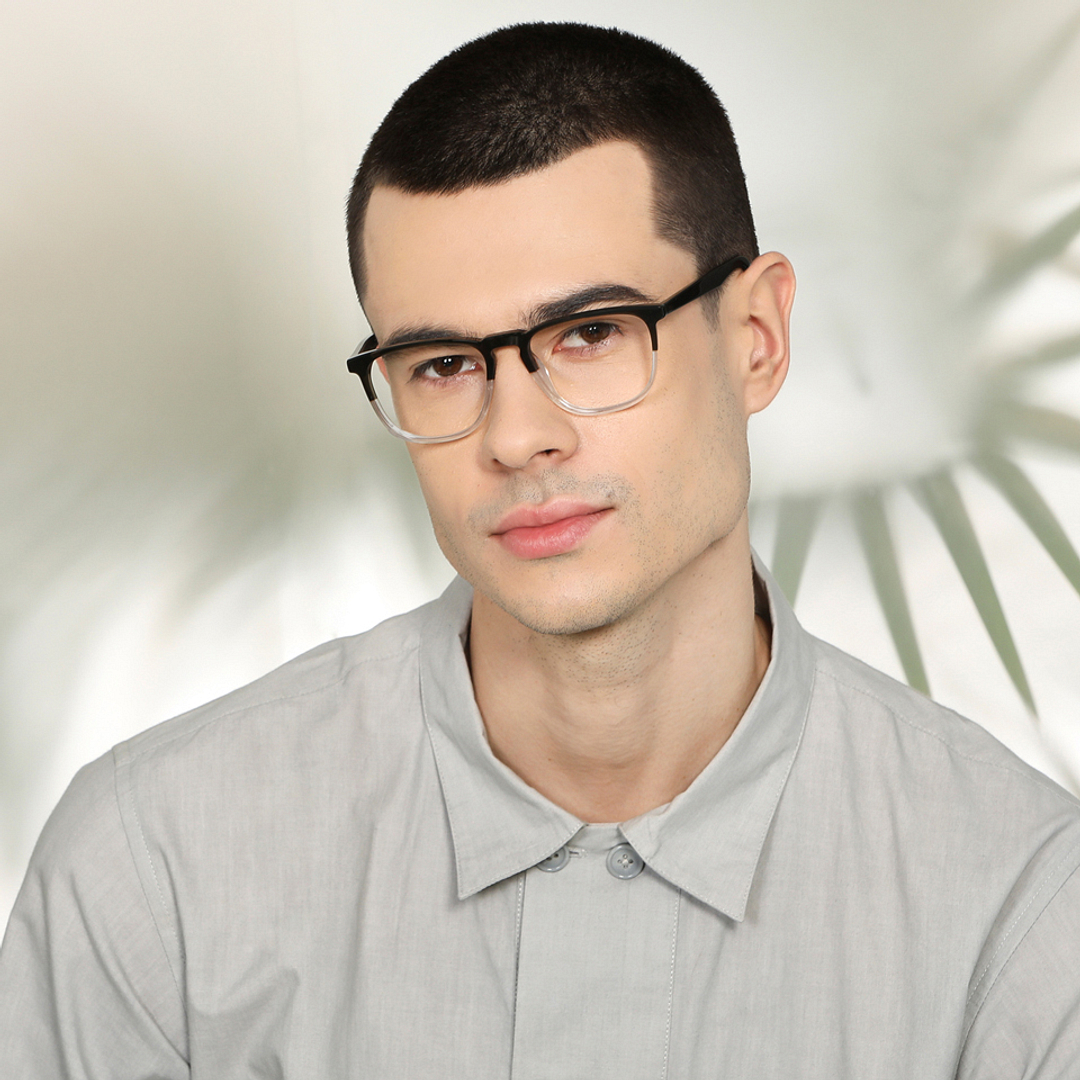 John Jacobs Black Transparent Full Rim Square right side