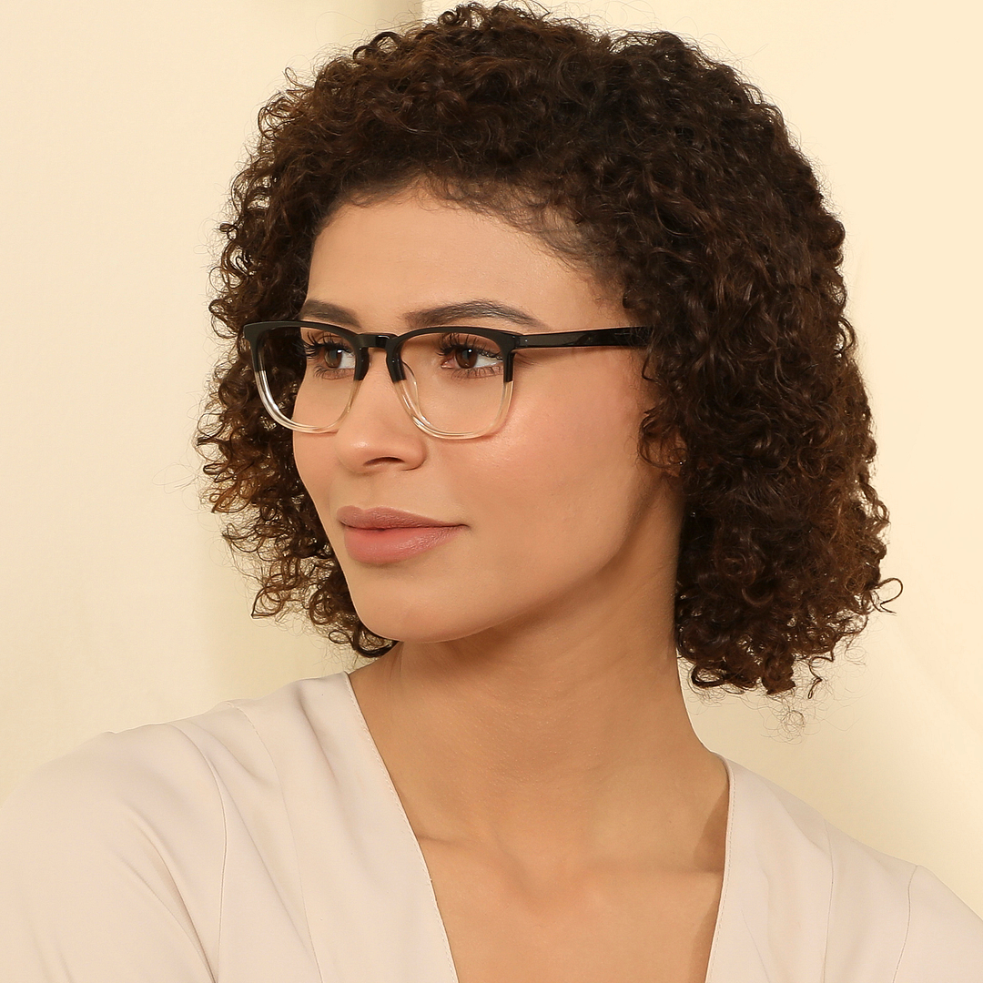John Jacobs Black Transparent Full Rim Square left side