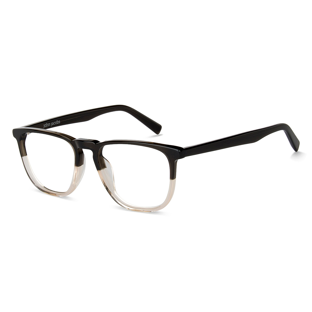 John Jacobs Black Transparent Full Rim Square right side
