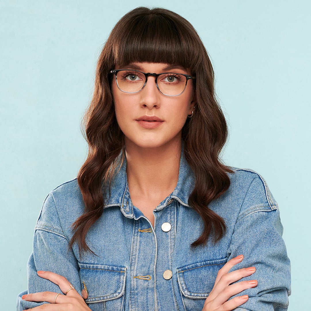 John Jacobs Sky Blue Full Rim Rectangle left side