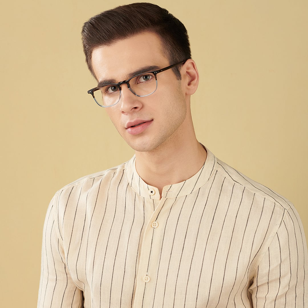 John Jacobs Sky Blue Full Rim Rectangle left side