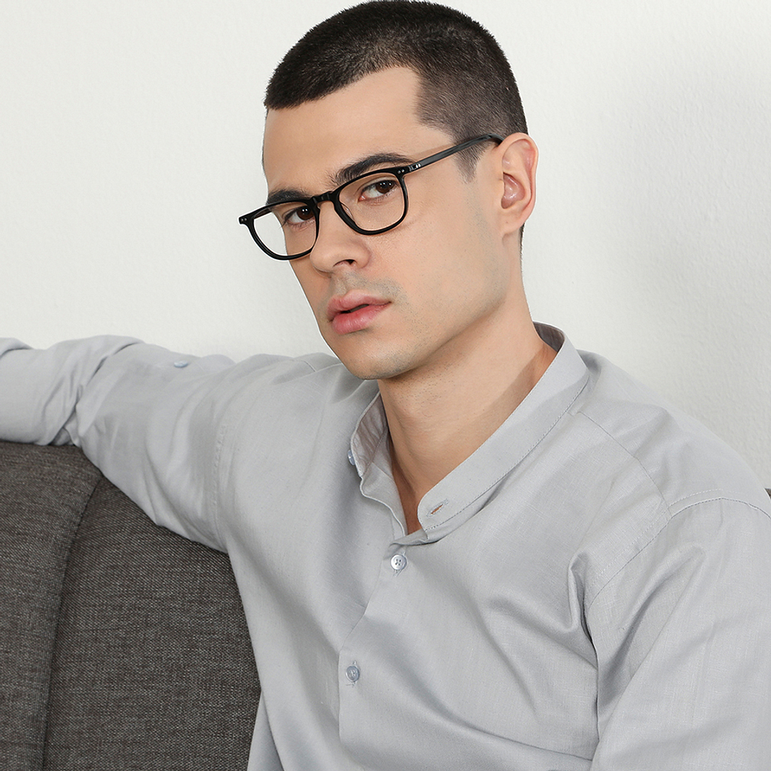 John Jacobs Black Full Rim Rectangle right side