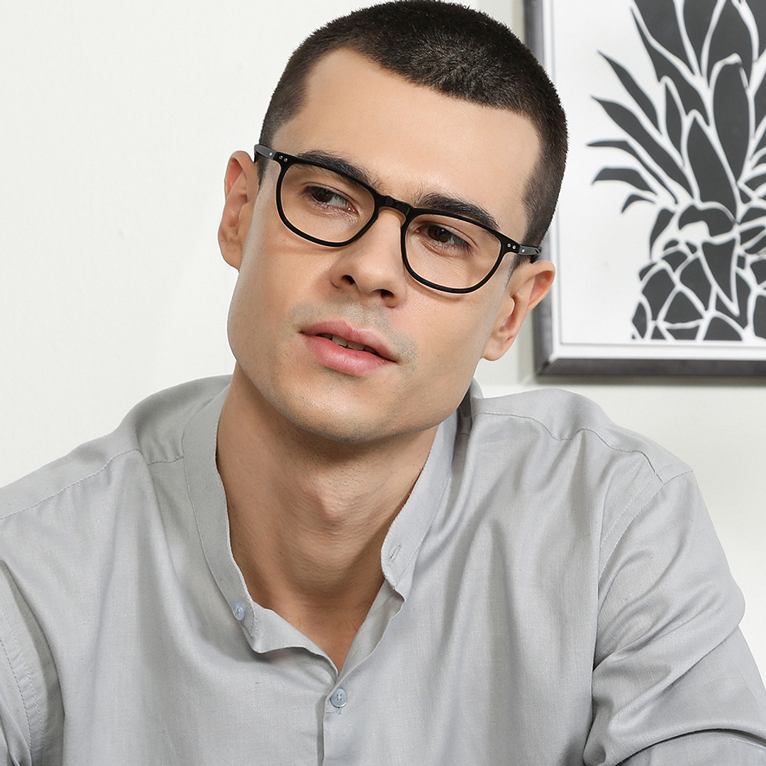 John Jacobs Black Full Rim Rectangle left side