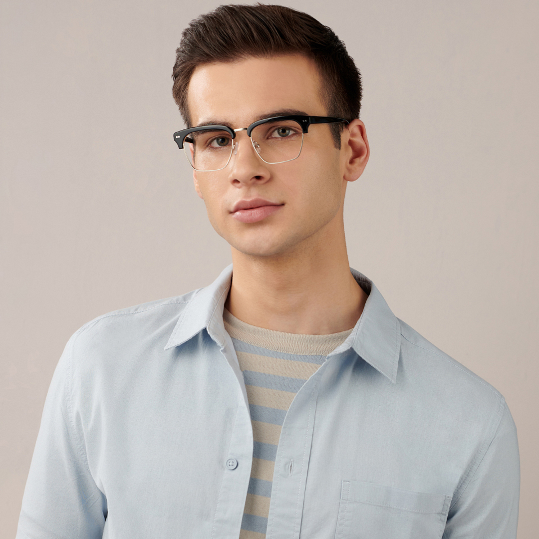 John Jacobs Online Silver Full Rim Clubmaster left side