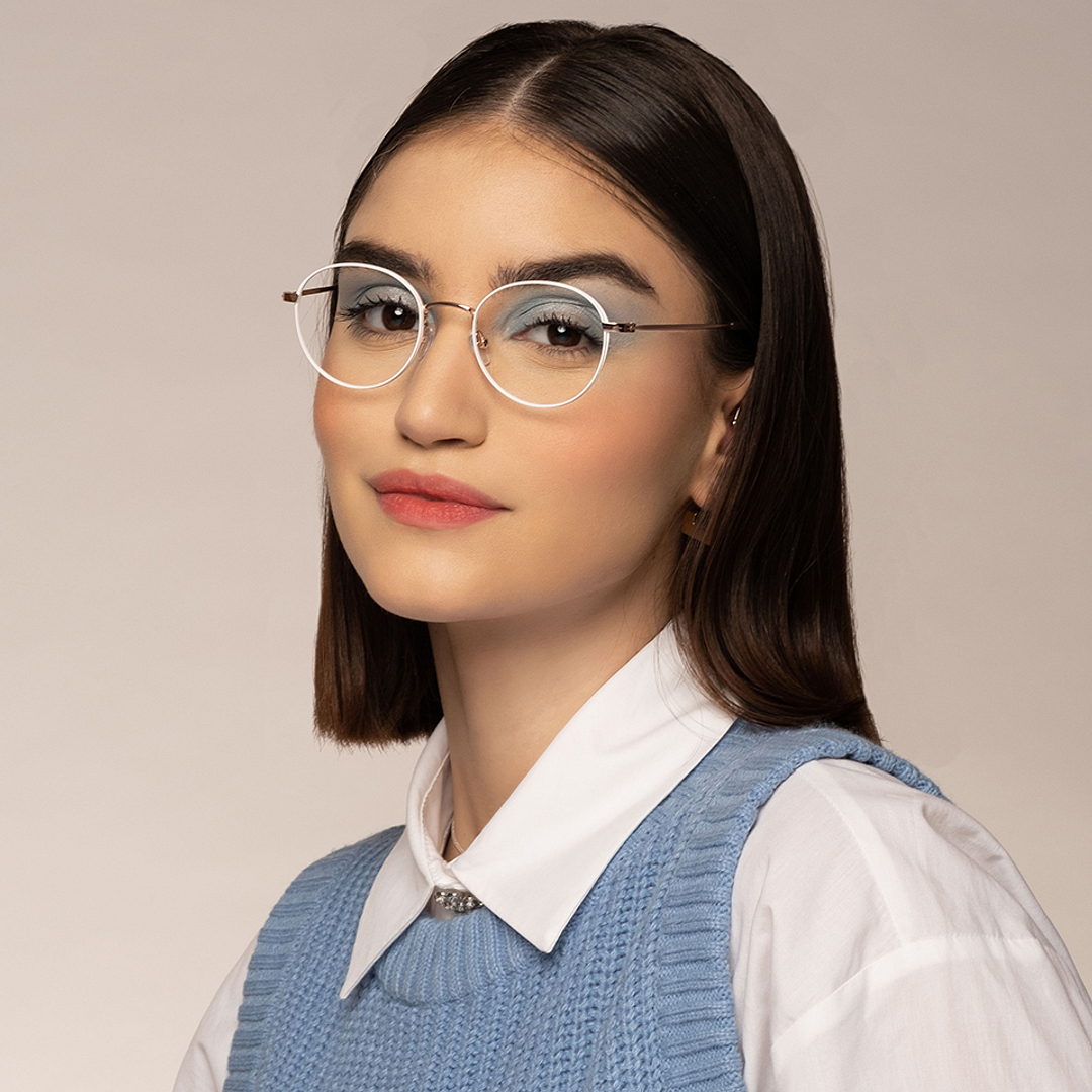 John Jacobs Online Light Gold Full Rim Round left side