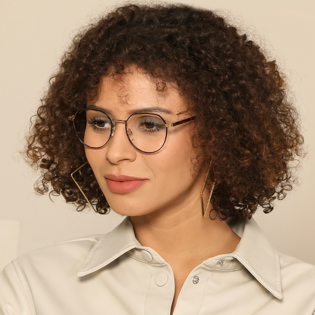 John Jacobs Online Sky Blue Full Rim Geometric left side