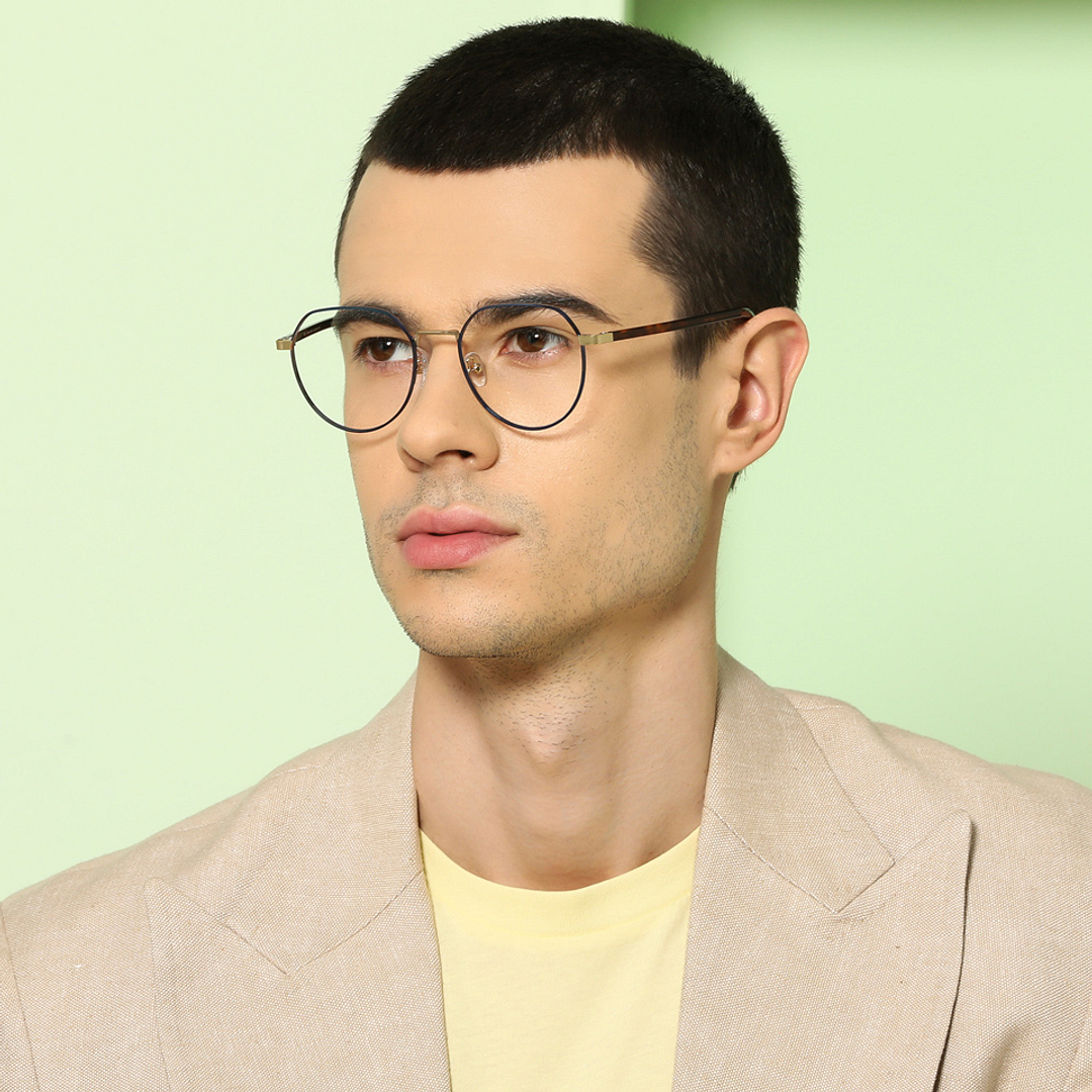 John Jacobs Online Sky Blue Full Rim Geometric left side