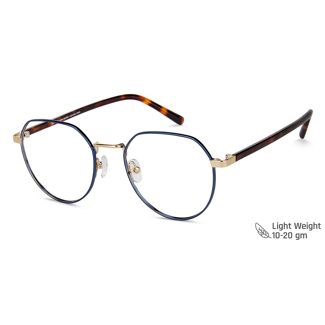 John Jacobs Online Sky Blue Full Rim Geometric left side