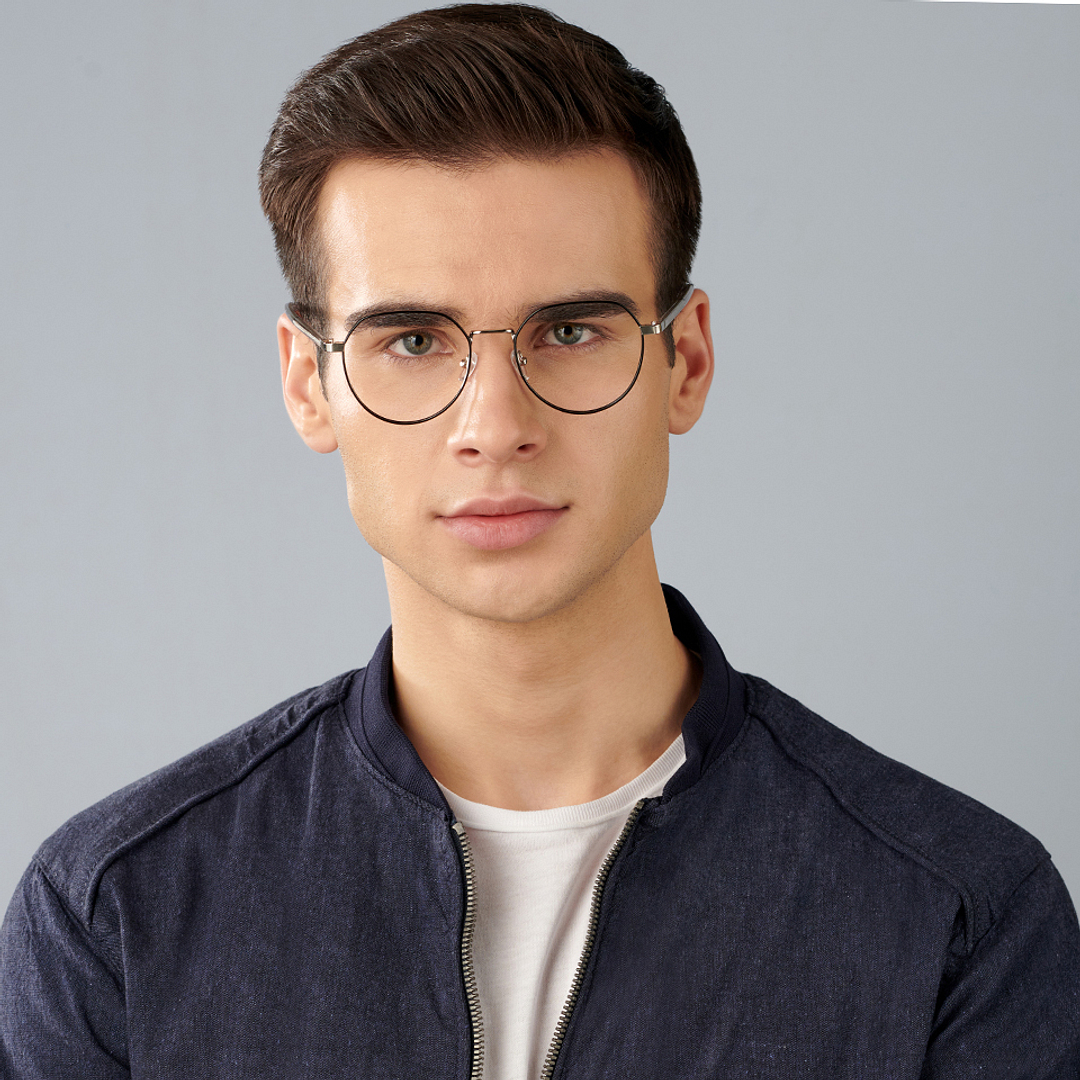 John Jacobs Online Black Full Rim Hexagonal left side