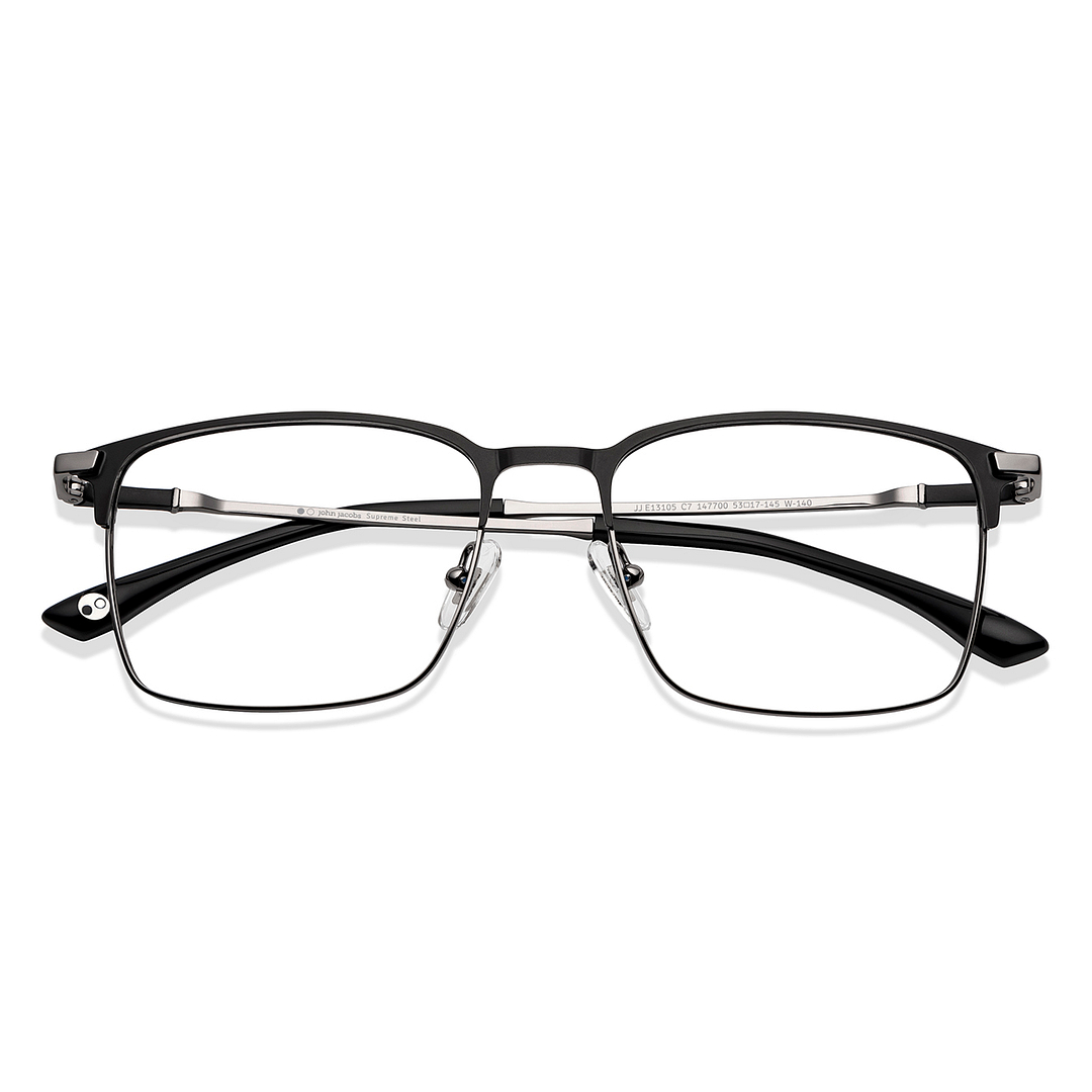 John Jacobs Online Dark Gunmetal Full Rim Square left side