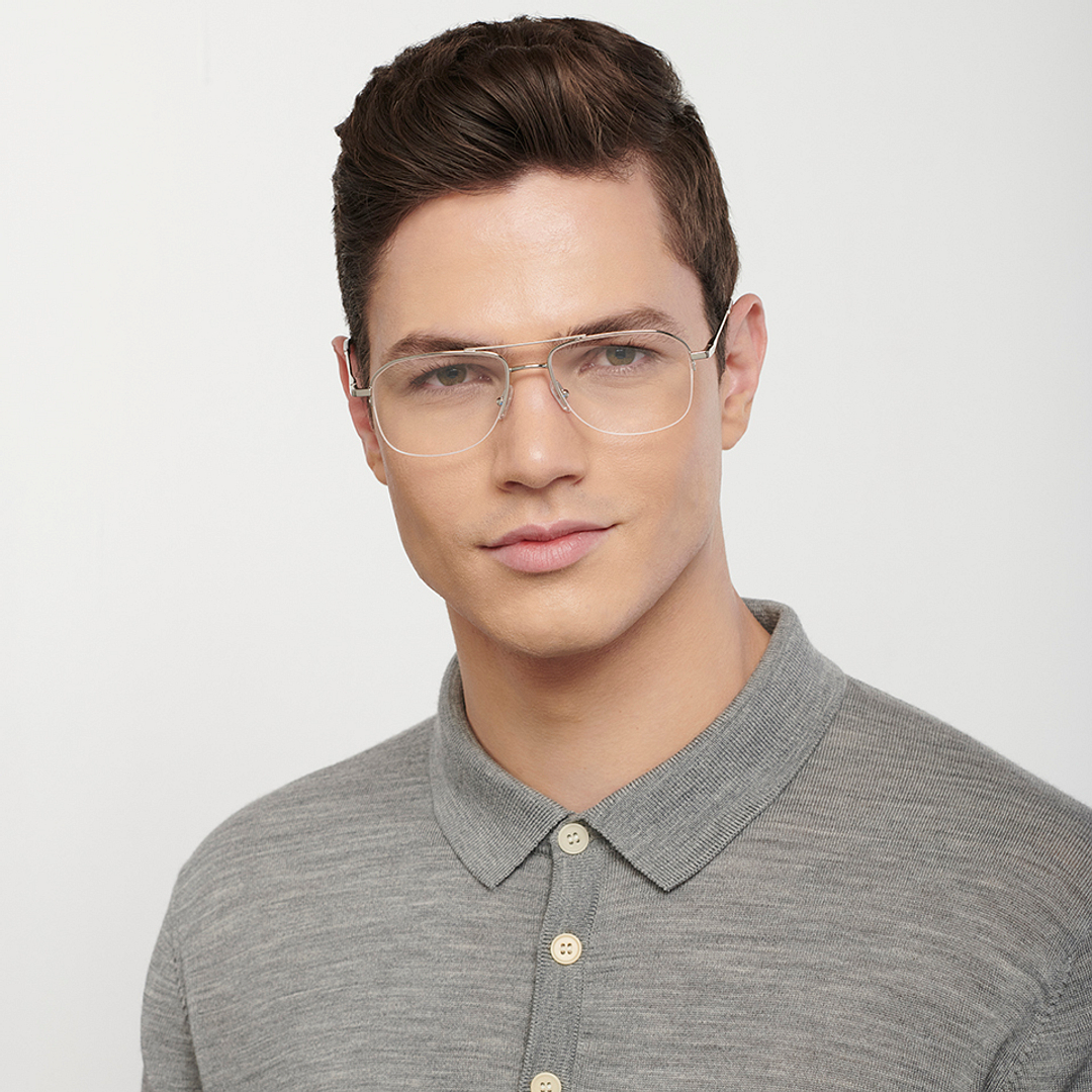 John Jacobs Online Silver Half Rim Square left side