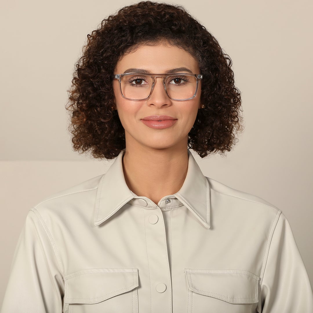 John Jacobs Crystal Transparent Full Rim Square right side