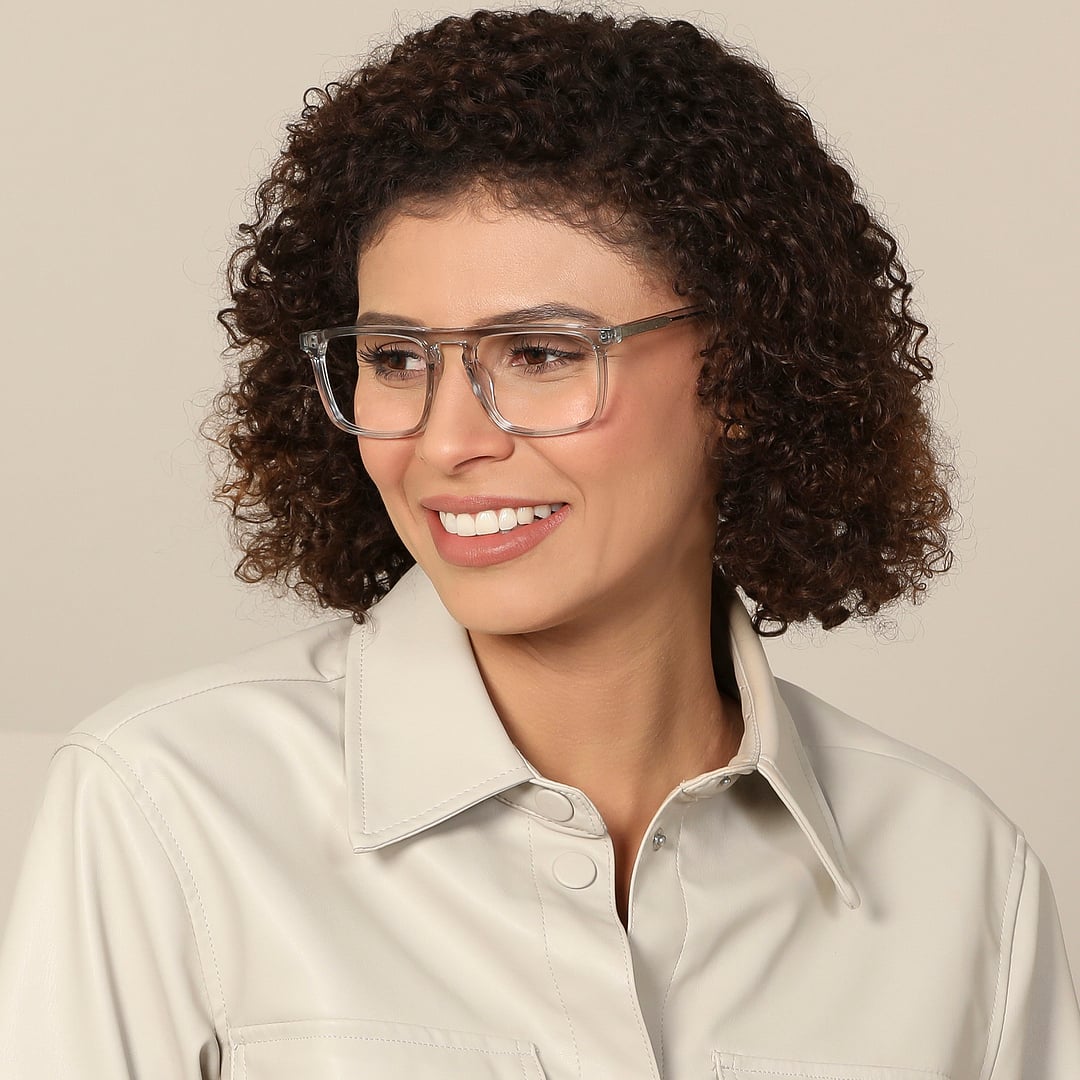 John Jacobs Crystal Transparent Full Rim Square left side