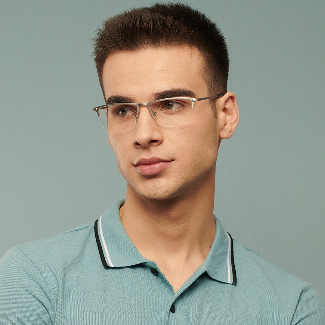 John Jacobs Silver Half Rim Rectangle left side