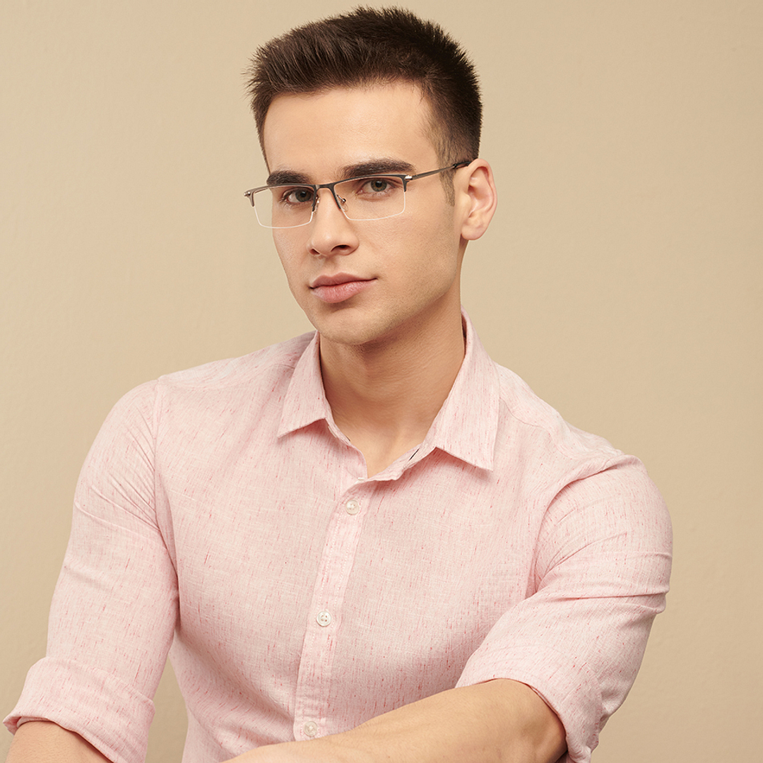 John Jacobs Online Gunmetal Half Rim Rectangle right side