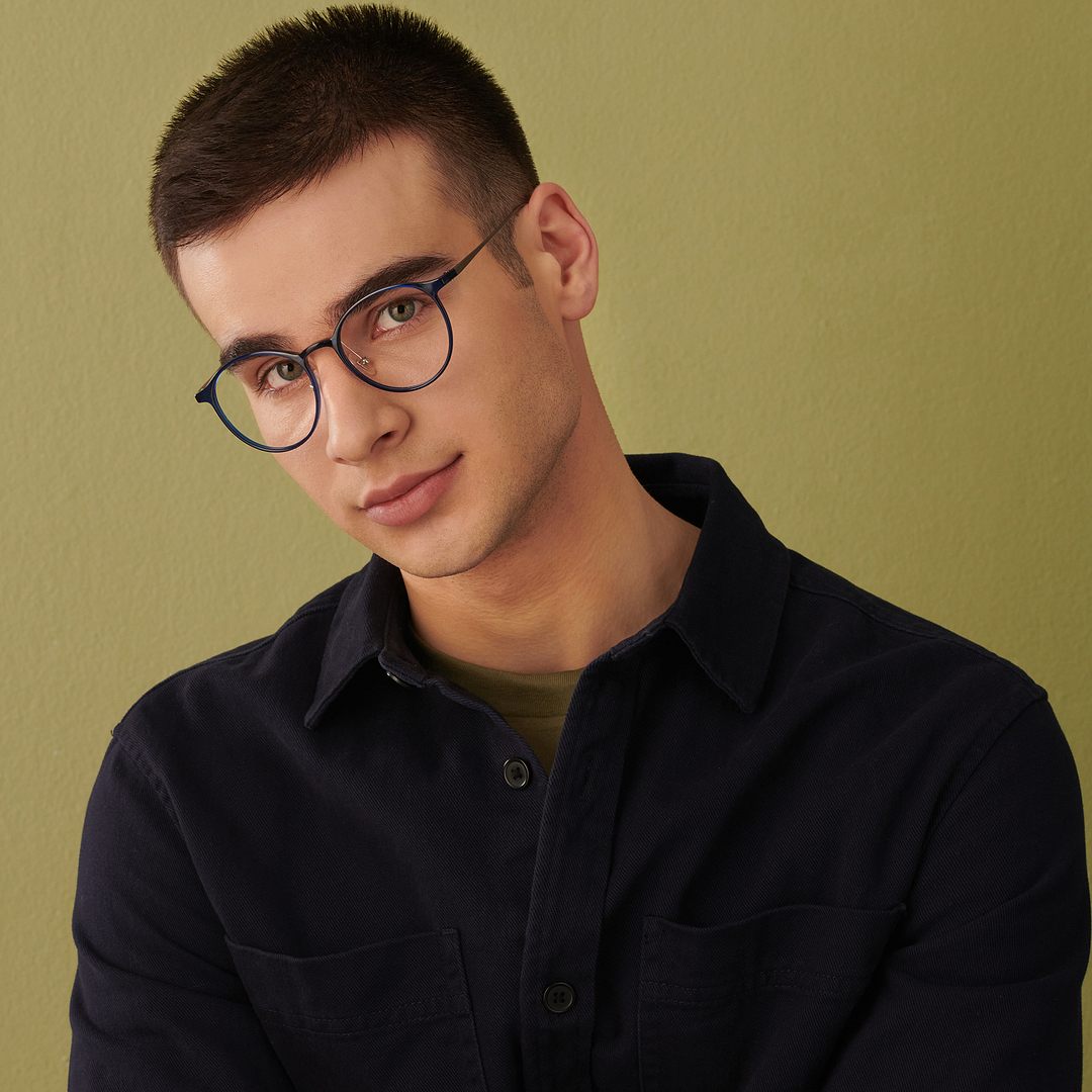 John Jacobs Online Sky Blue Full Rim Round left side