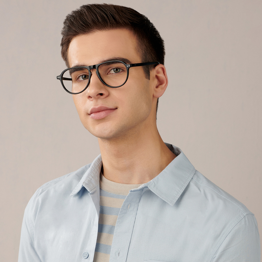 John Jacobs Online Black Full Rim Aviator left side