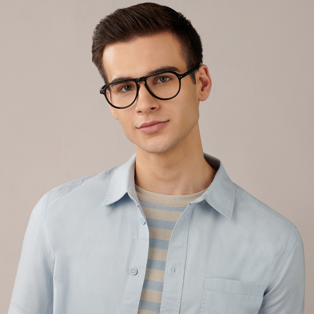 John Jacobs Online Black Full Rim Aviator right side