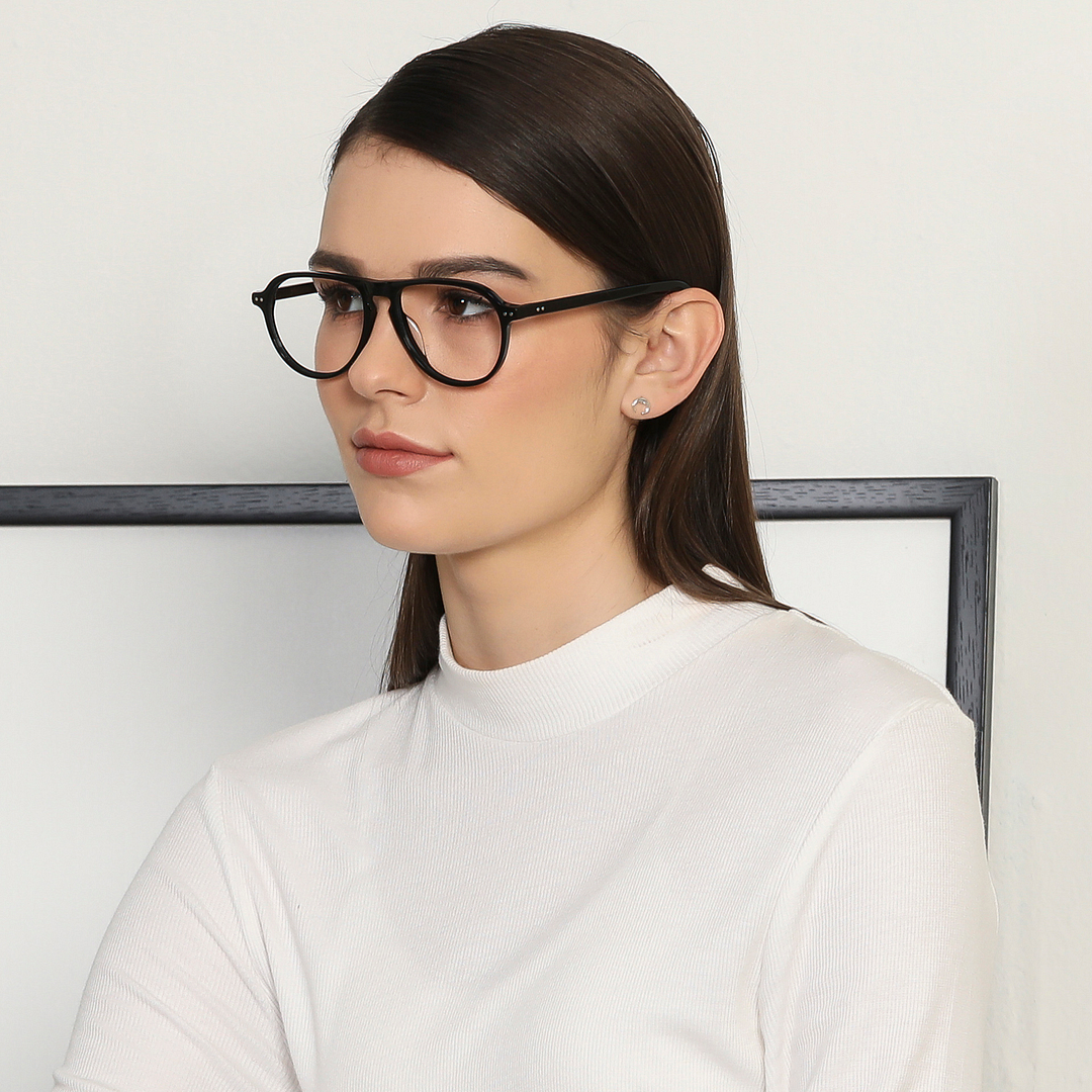 John Jacobs Online Black Full Rim Aviator left side