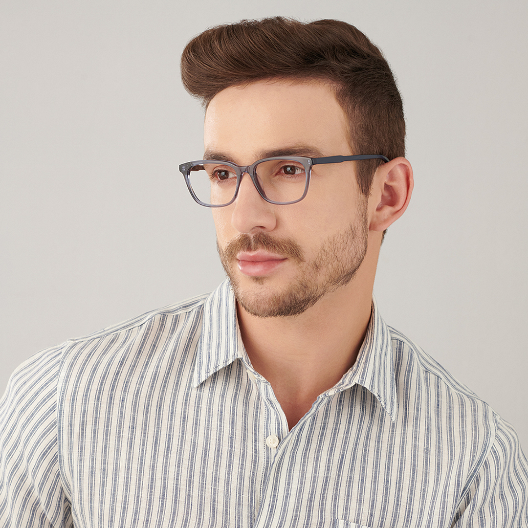 John Jacobs Screen Glasses Blue Transparent Full Rim Square right side