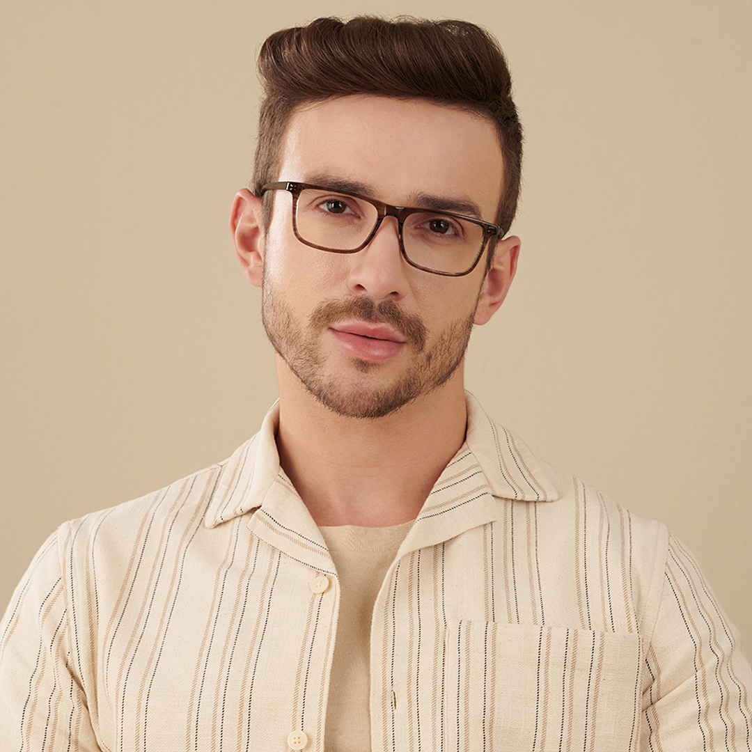 John Jacobs Screen Glasses Brown Transparent Full Rim Rectangle left side