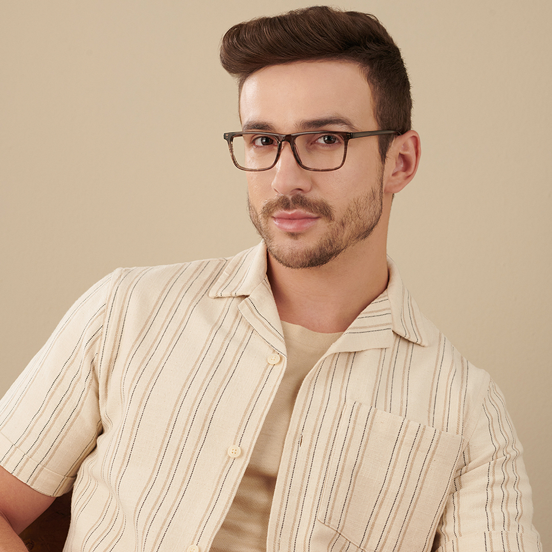 John Jacobs Screen Glasses Brown Transparent Full Rim Rectangle right side