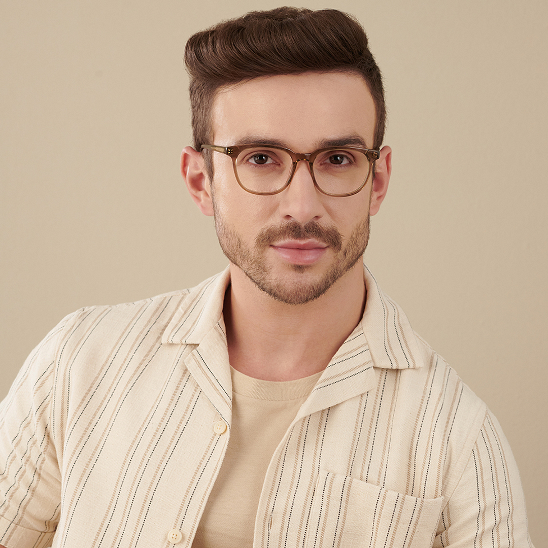 John Jacobs Light Brown Full Rim Square left side