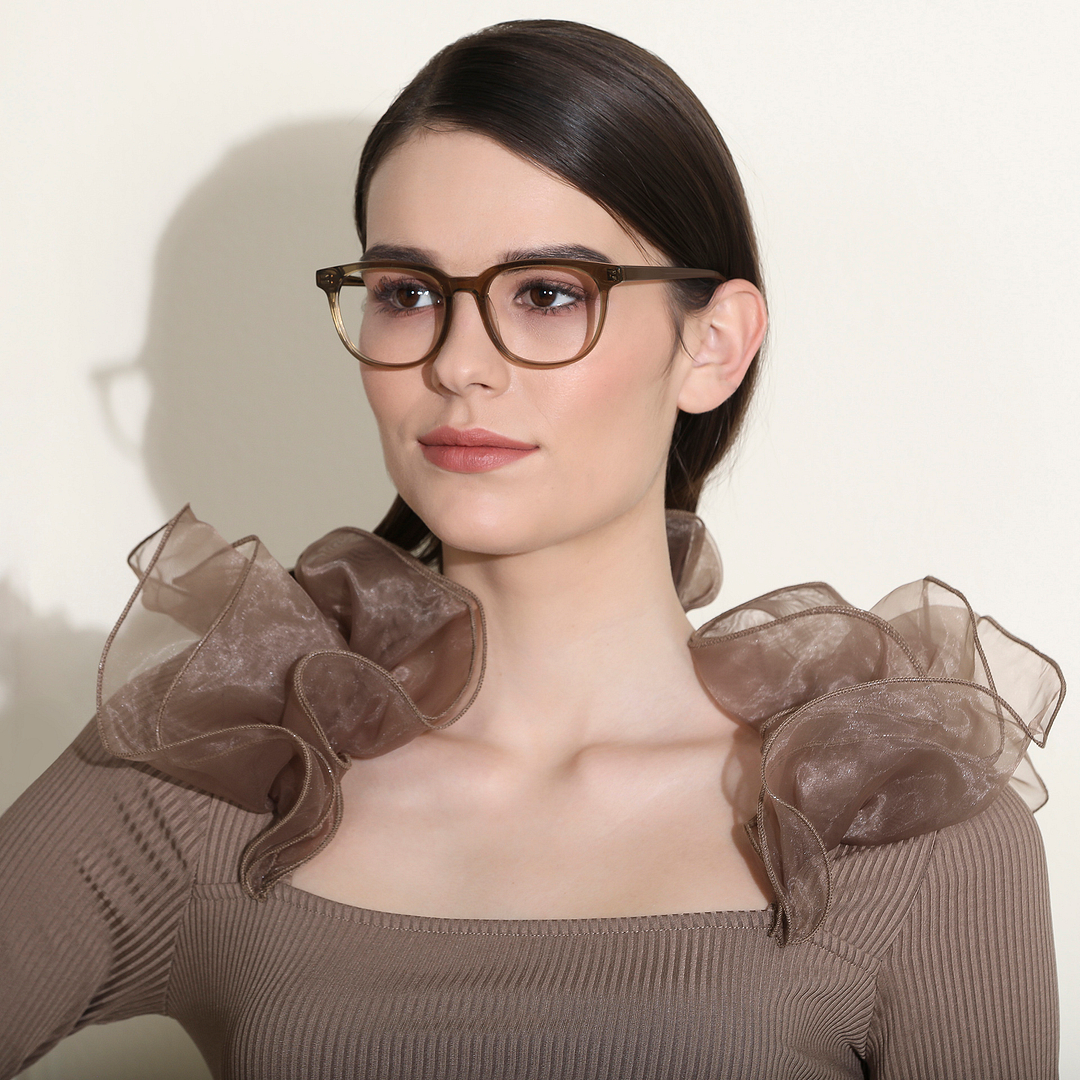 John Jacobs Light Brown Full Rim Square left side