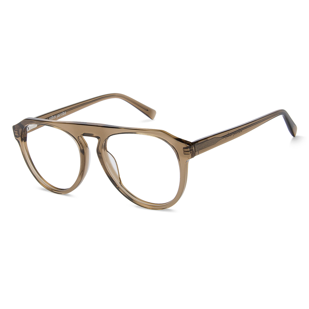 John Jacobs Screen Glasses Brown Transparent Full Rim Aviator right side