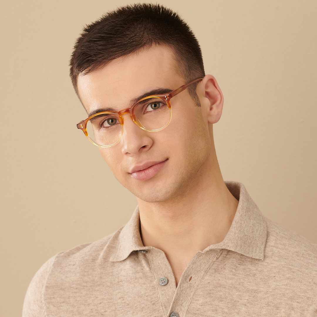 John Jacobs Brown Transparent Full Rim Round left side