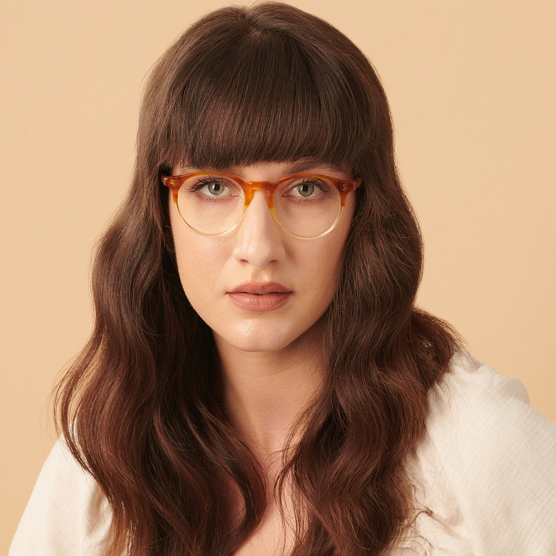 John Jacobs Brown Transparent Full Rim Round left side