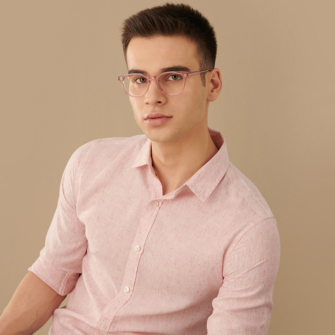 John Jacobs Pink Transparent Full Rim Round right side