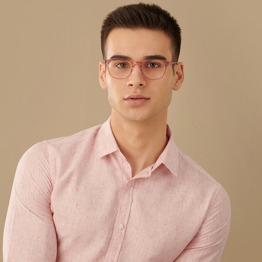 John Jacobs Pink Transparent Full Rim Round left side