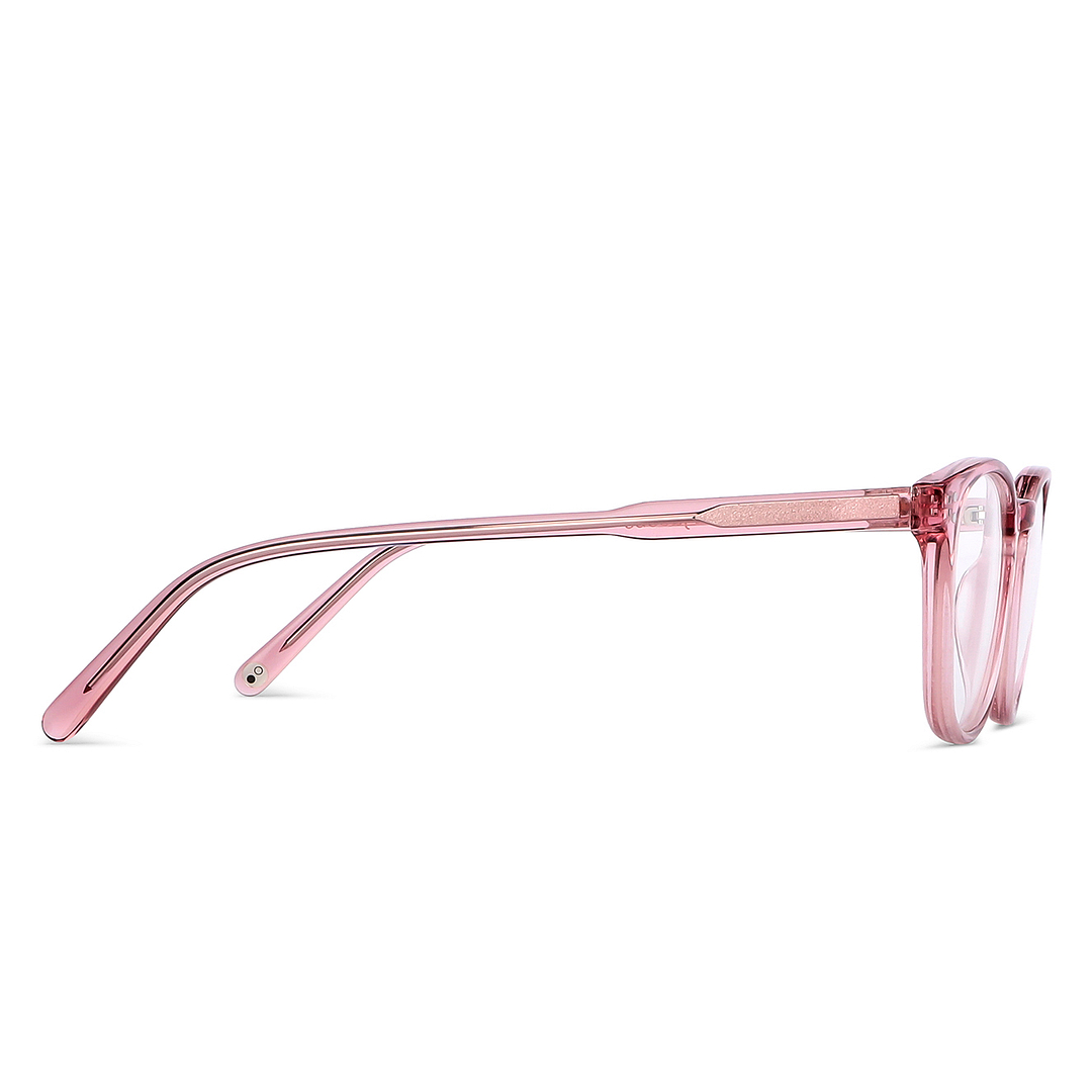 John Jacobs Pink Transparent Full Rim Round left side