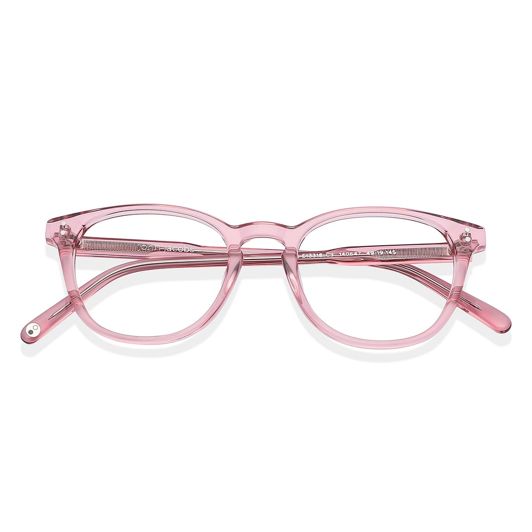John Jacobs Pink Transparent Full Rim Round left side