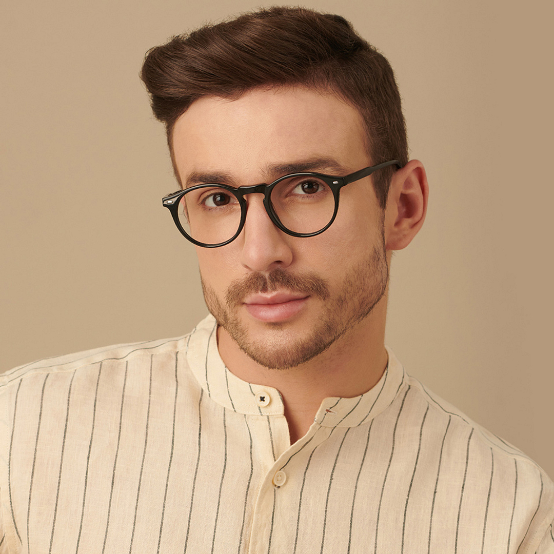 John Jacobs Black Full Rim Round left side