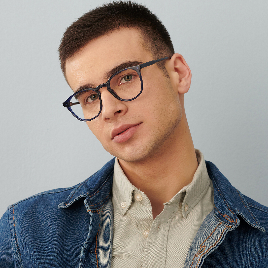 John Jacobs Online Sky Blue Full Rim Round left side