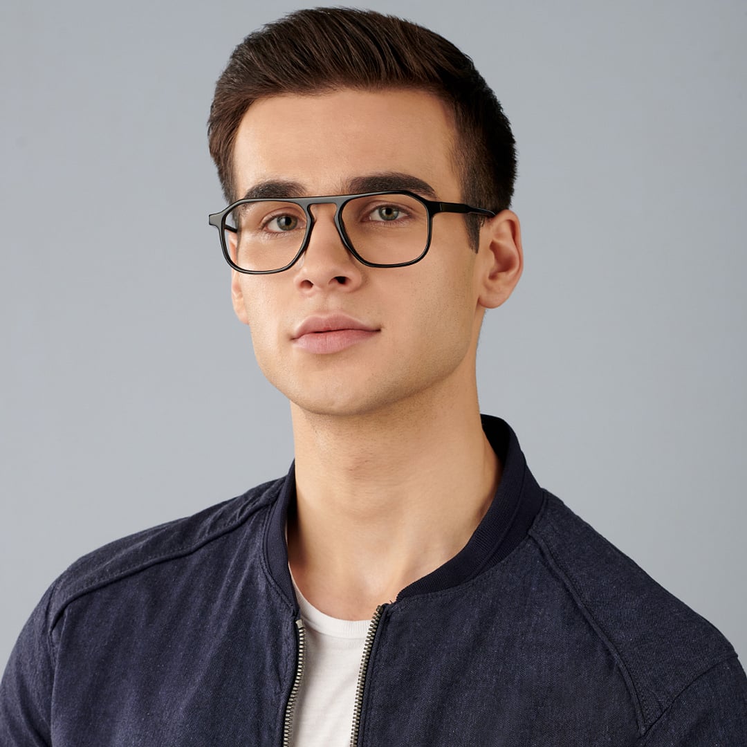 John Jacobs Black Full Rim Aviator left side