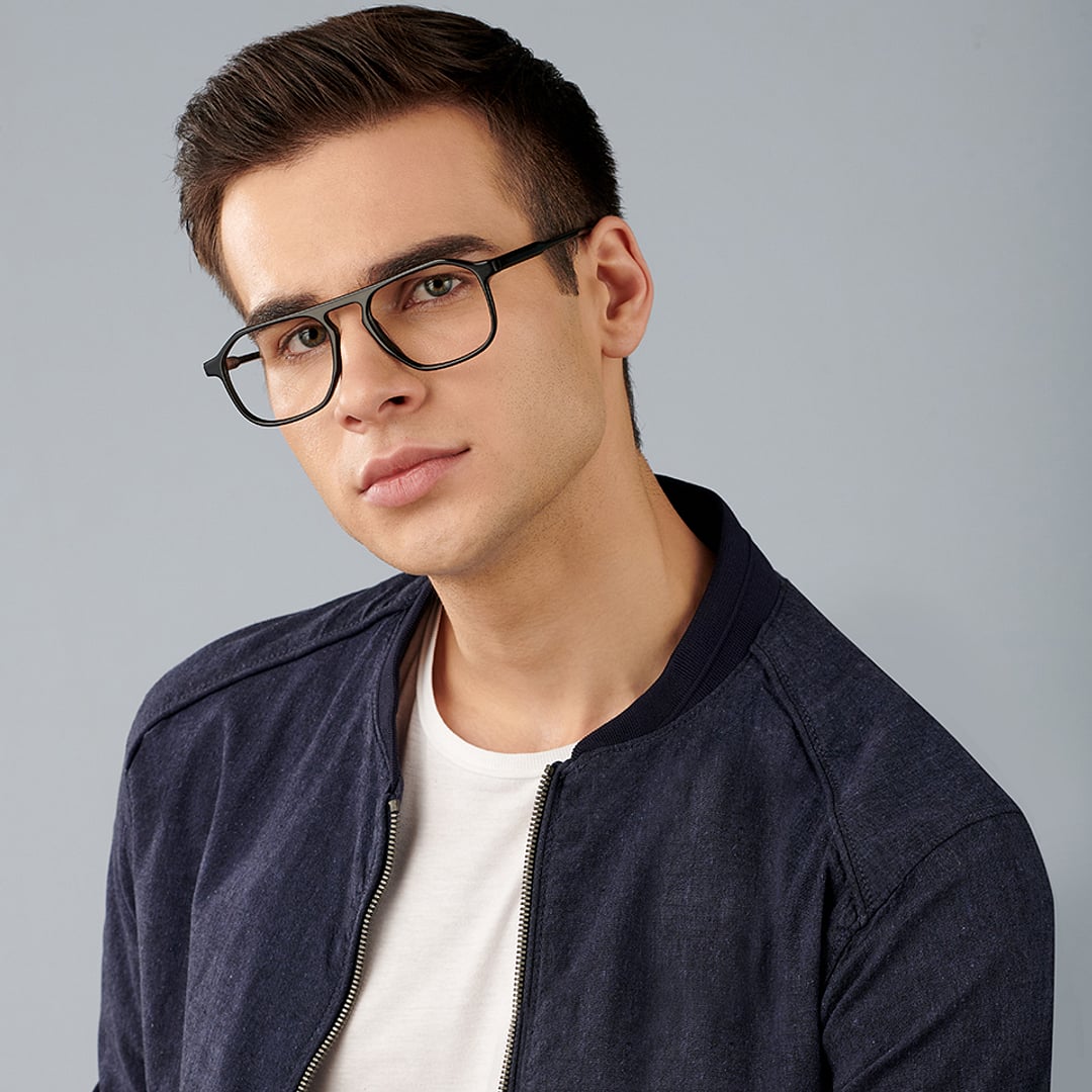 John Jacobs Black Full Rim Aviator right side