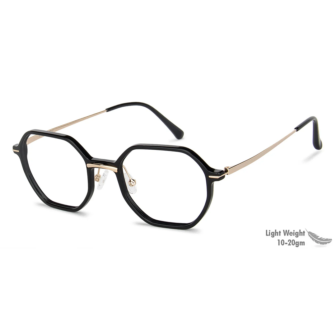 John Jacobs Online Black Full Rim Hexagonal left side