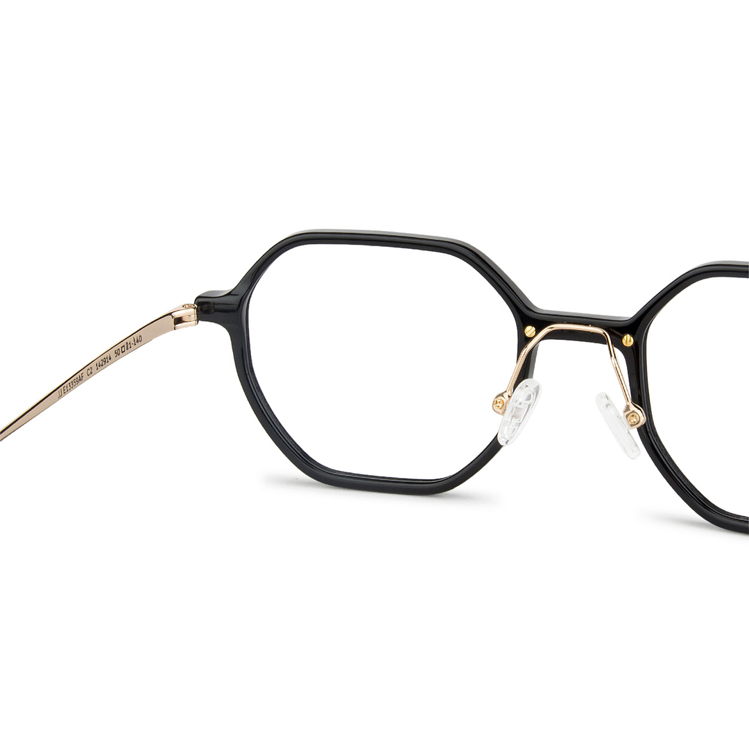 John Jacobs Online Black Full Rim Hexagonal left side